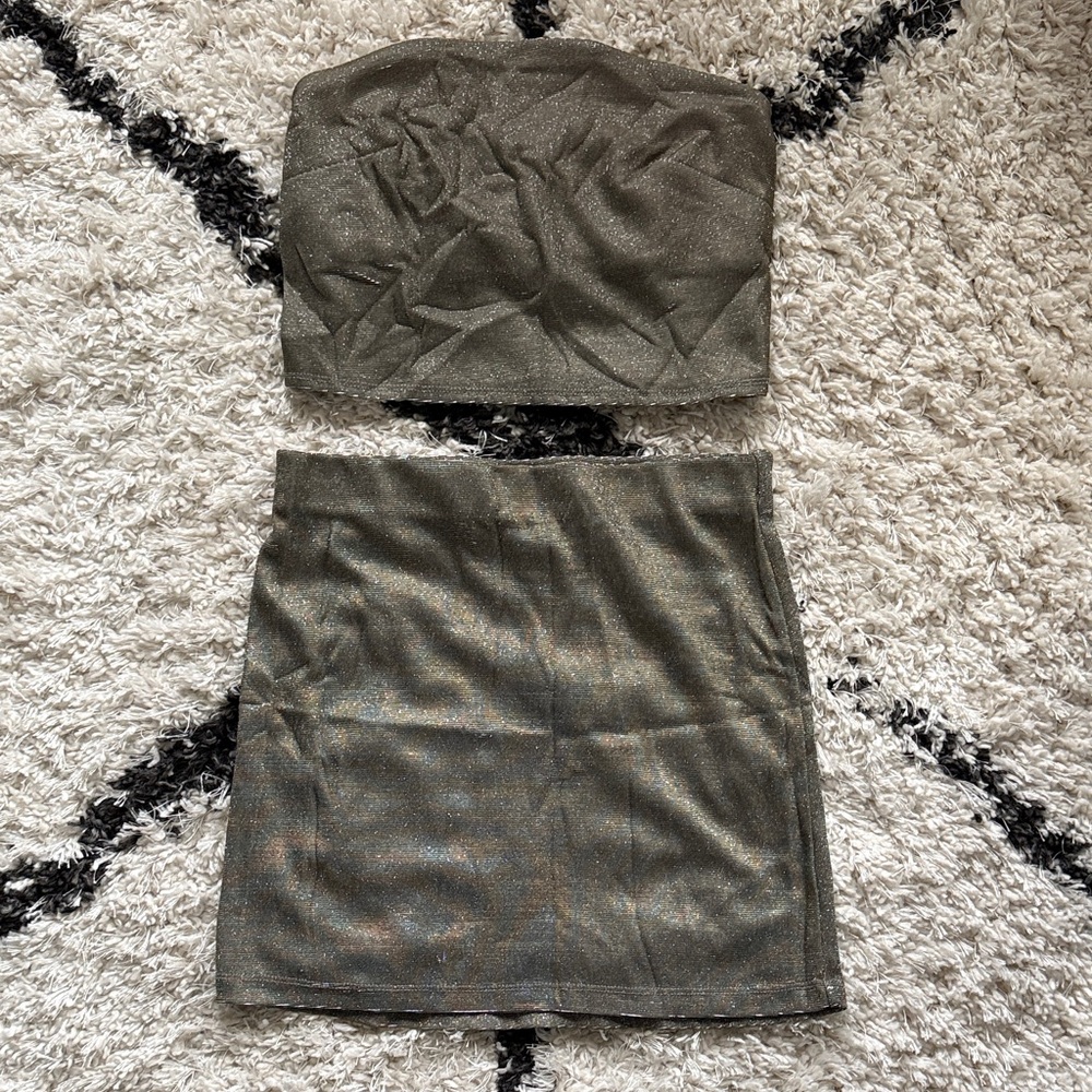 Wild Fable Shimmering Strapless Skirt Set